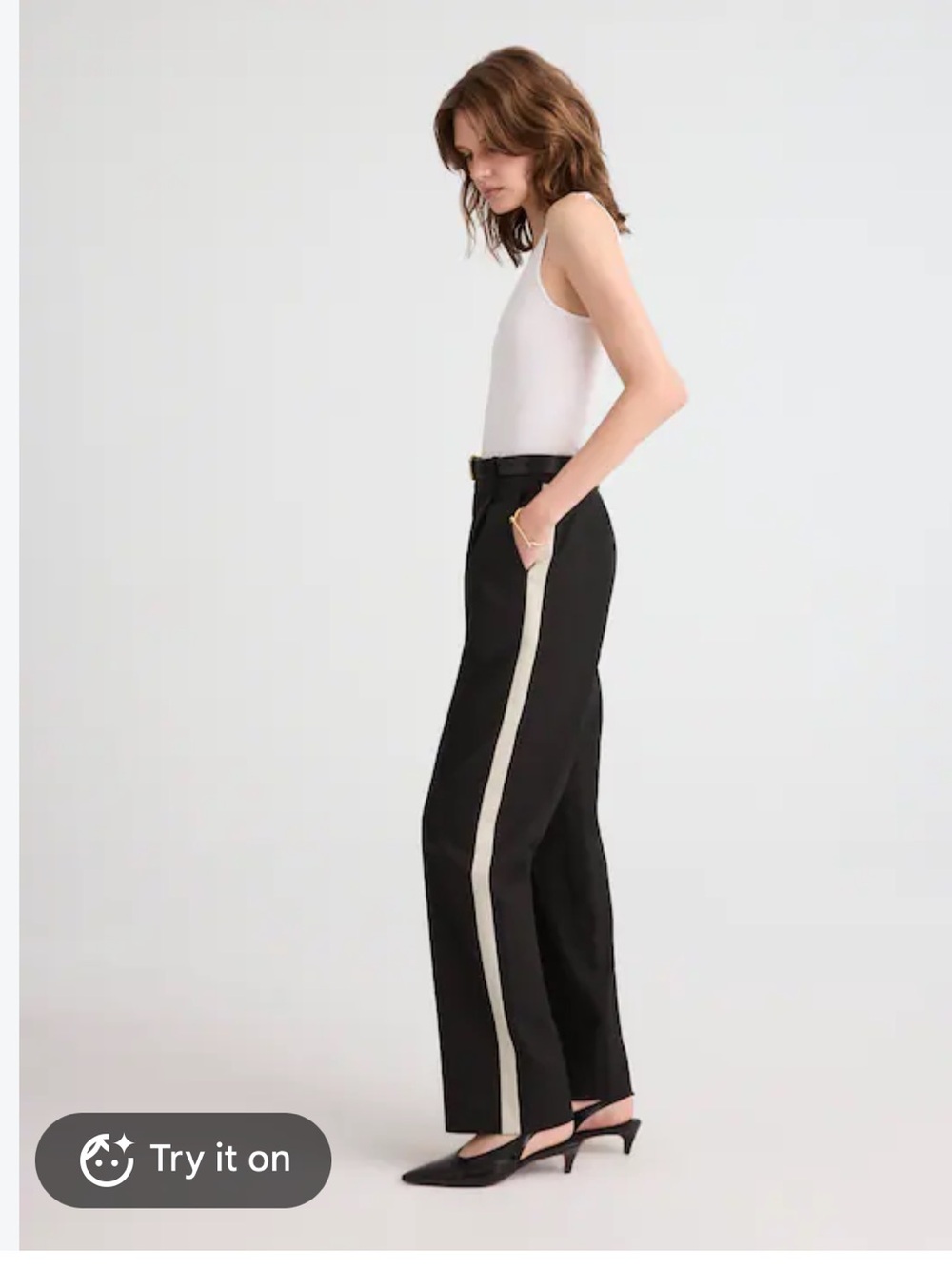 Like New Madewell Black The Signature Trouser Pants with White Side Stripe